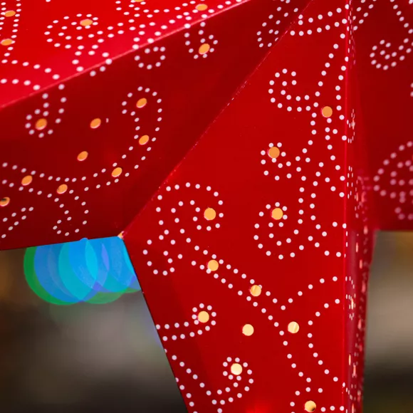 Eminza Etoile Lumineuse à Suspendre (H60 Cm) Origami Rouge Et Blanc Chaud