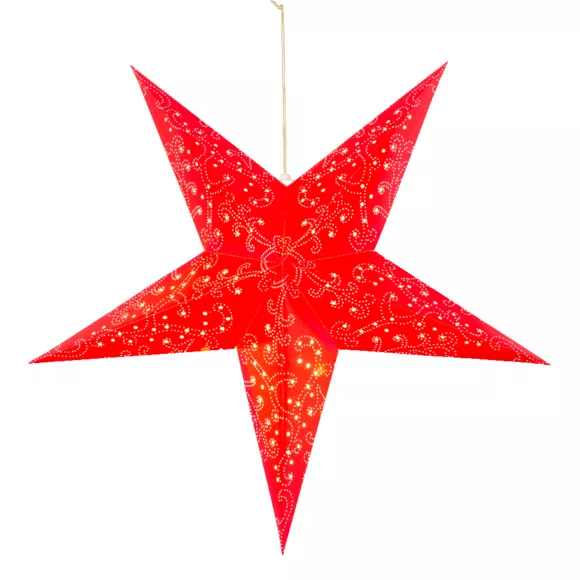 Eminza Etoile Lumineuse à Suspendre (H60 Cm) Origami Rouge Et Blanc Chaud