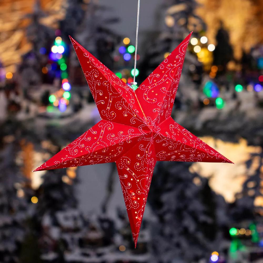 eminza Etoile lumineuse à suspendre (H60 cm) Origami Rouge et blanc chaud