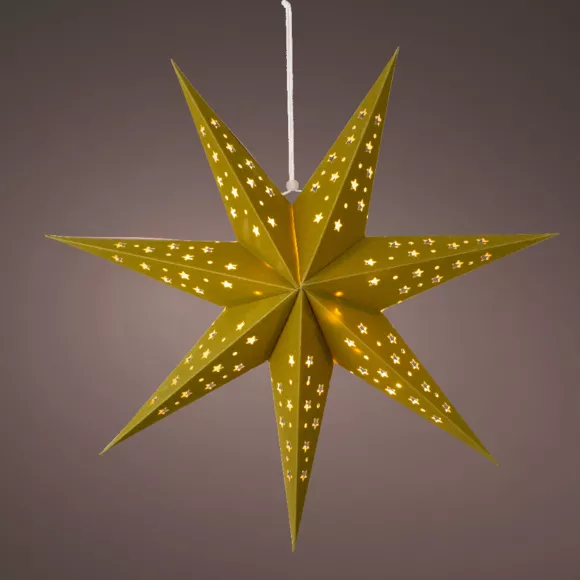 Eminza Etoile Lumineuse à Suspendre (H60 Cm) Origami Stella Vert Et Blanc Chaud