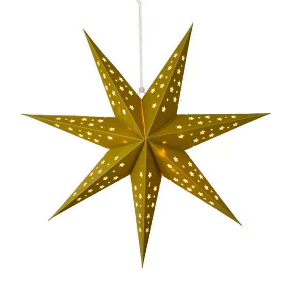 Eminza Etoile Lumineuse à Suspendre (H60 Cm) Origami Stella Vert Et Blanc Chaud