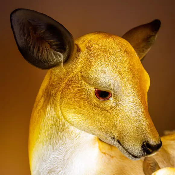 Eminza Famille Faon Lumineux Fibre De Verre 8 LED (H32 Cm) Blanc Chaud