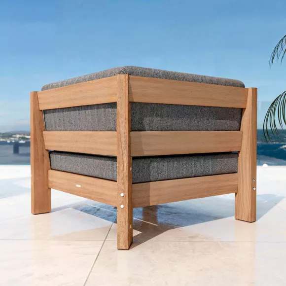 Eminza Fauteuil D'angle De Jardin Bois D'acacia Bornéo Gris Anthracite