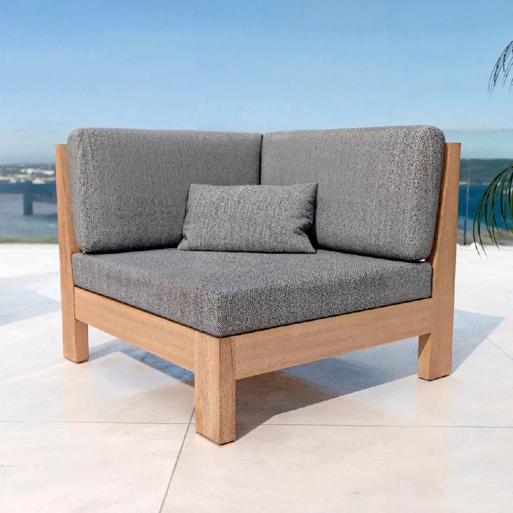 eminza Fauteuil d'angle de jardin bois d'acacia Bornéo Gris anthracite