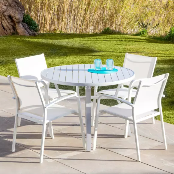 Eminza Fauteuil De Jardin Aluminium Empilable Murano Blanc