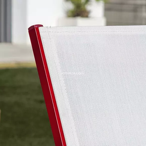 Eminza Fauteuil De Jardin Aluminium Empilable Murano Rouge Et Blanc