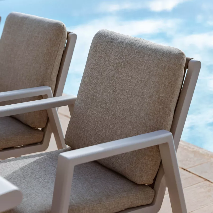 Eminza Fauteuil De Jardin Aluminium Long Beach Blanc Cendré