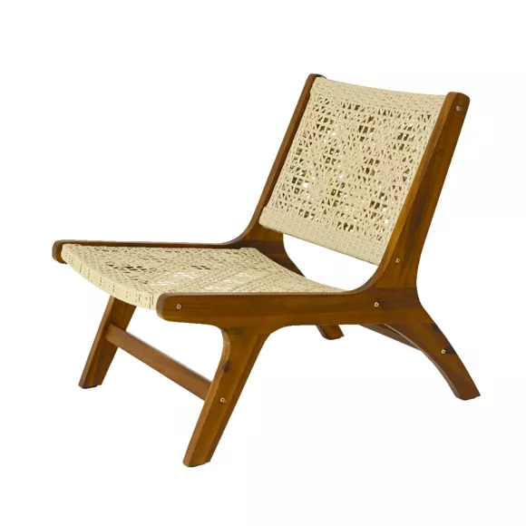 Eminza Fauteuil De Jardin Bois Acaci Et Résine Tressée Verona Naturel