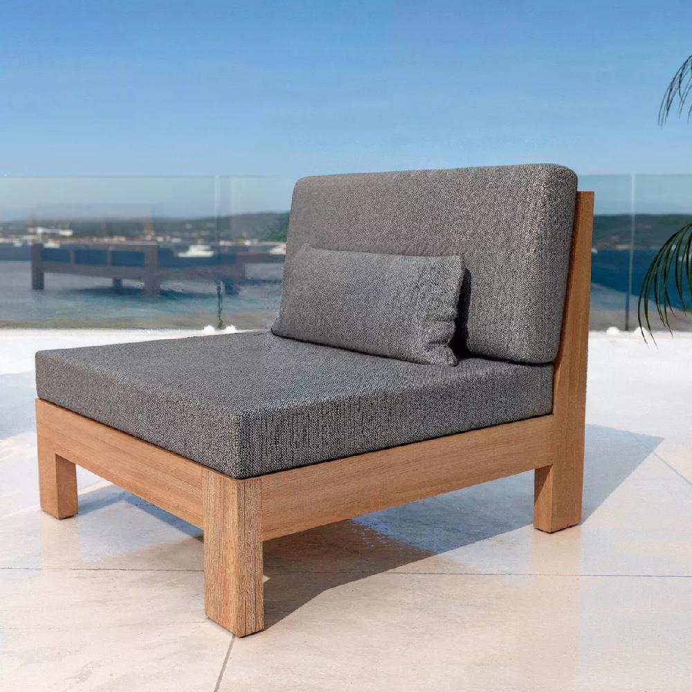 eminza Fauteuil de jardin bois d'acacia Bornéo Gris anthracite