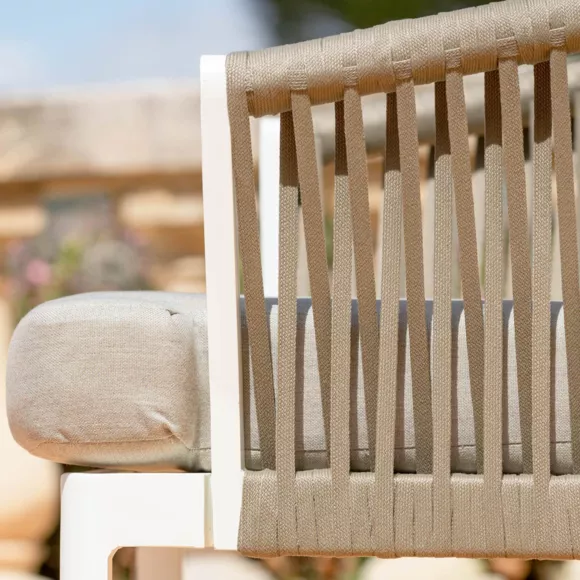 Eminza Fauteuil De Jardin Détente En Aluminium Amalfi Blanc Et Taupe