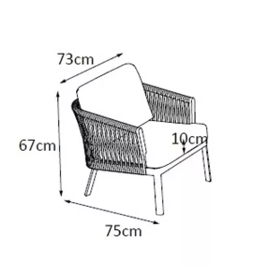 Eminza Fauteuil De Jardin Détente En Aluminium Amalfi Blanc Et Taupe