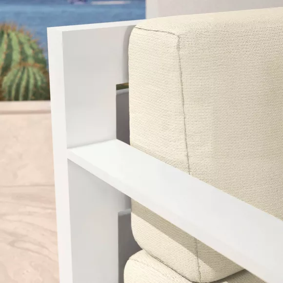 Eminza Fauteuil De Jardin Détente En Aluminium Elba Blanc Et Beige