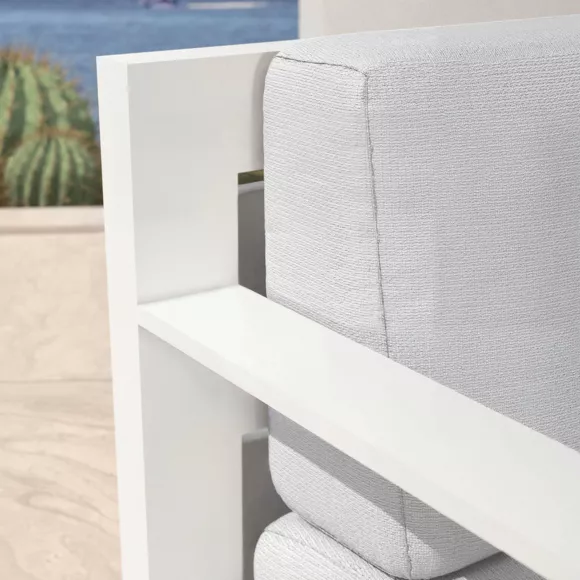 Eminza Fauteuil De Jardin Détente En Aluminium Elba Blanc Et Gris Clair