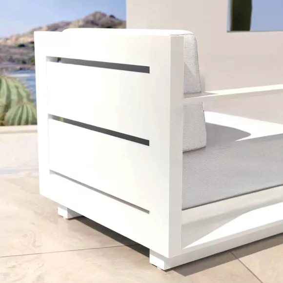 Eminza Fauteuil De Jardin Détente En Aluminium Elba Blanc Et Gris Clair