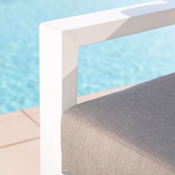 Eminza Fauteuil De Jardin Détente En Aluminium Elba Blanc Et Taupe