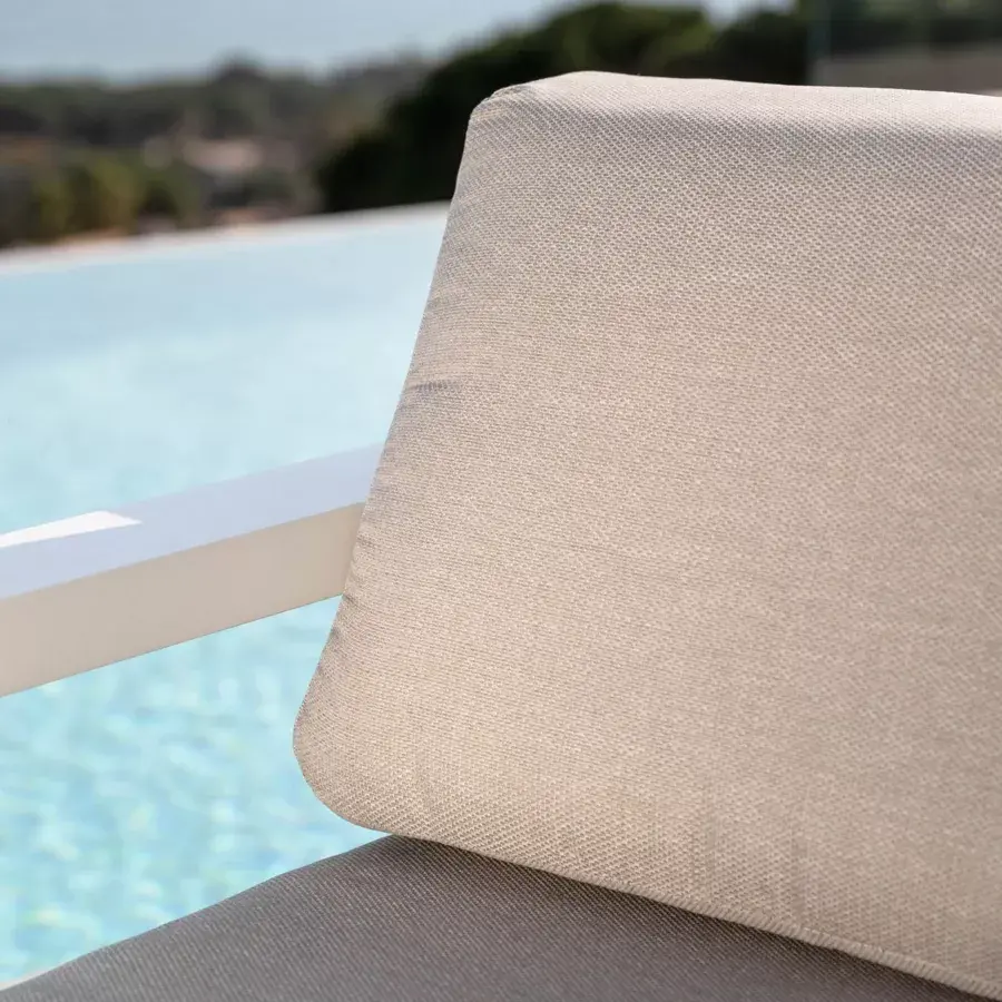 Eminza Fauteuil De Jardin Détente En Aluminium Elba Blanc Et Taupe