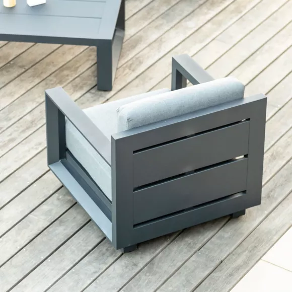 Eminza Fauteuil De Jardin Détente En Aluminium Elba Gris Anthracite