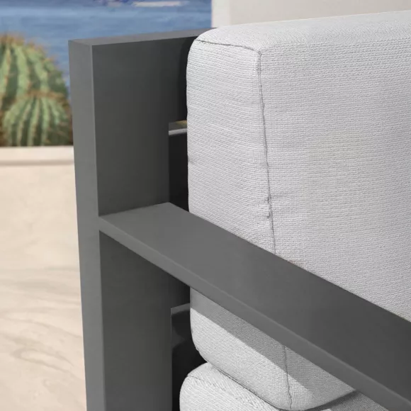 Eminza Fauteuil De Jardin Détente En Aluminium Elba Gris Anthracite Et Gris Clair