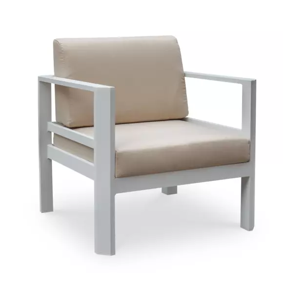 Eminza Fauteuil De Jardin Détente En Aluminium Ostara Blanc Et Taupe