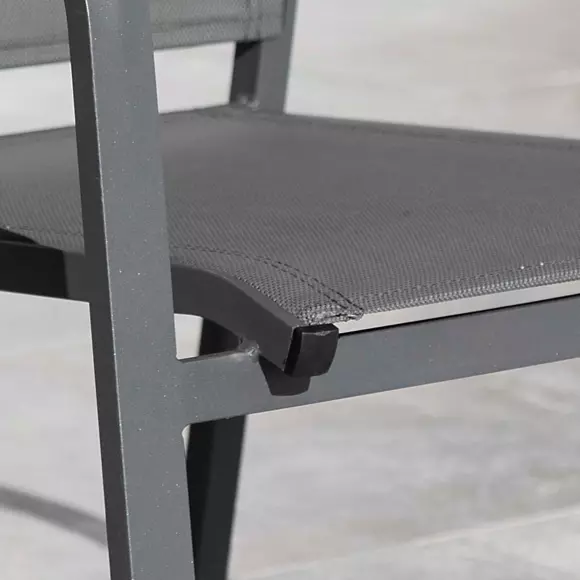 Eminza Fauteuil De Jardin Dossier Haut Aluminium Empilable Murano Gris Anthracite