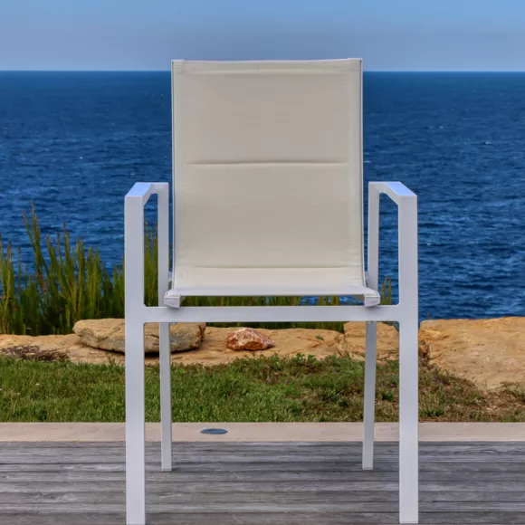 Eminza Fauteuil De Jardin Empilable Aluminium Portofino Blanc