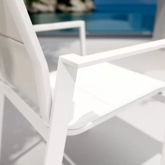 Eminza Fauteuil De Jardin Empilable Aluminium Portofino Blanc