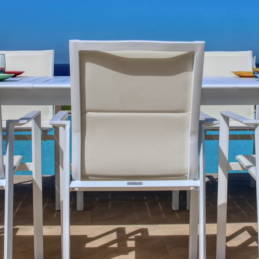 Eminza Fauteuil De Jardin Empilable Aluminium Portofino Blanc