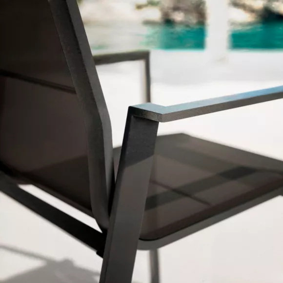 Eminza Fauteuil De Jardin Empilable Aluminium Portofino Gris Anthracite