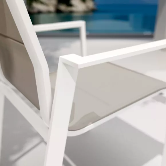 Eminza Fauteuil De Jardin Empilable Aluminium Portofino Taupe