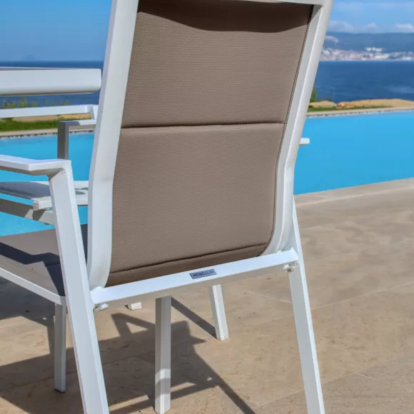 Eminza Fauteuil De Jardin Empilable Aluminium Portofino Taupe