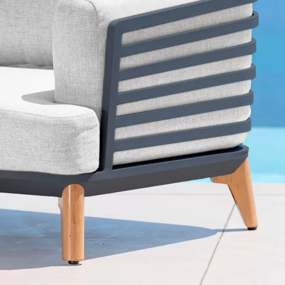 Eminza Fauteuil De Jardin En Aluminium Monte Carlo Gris Anthracite Et Gris Clair