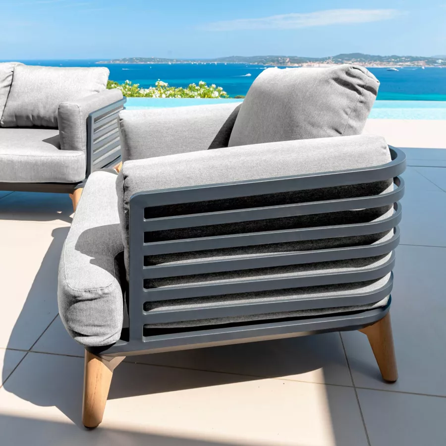 Eminza Fauteuil De Jardin En Aluminium Monte Carlo Gris Anthracite Et Gris Clair