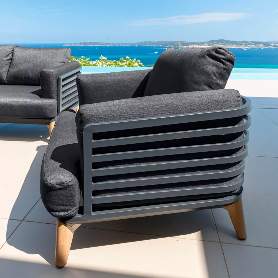 Eminza Fauteuil De Jardin En Aluminium Monte Carlo Gris Anthracite