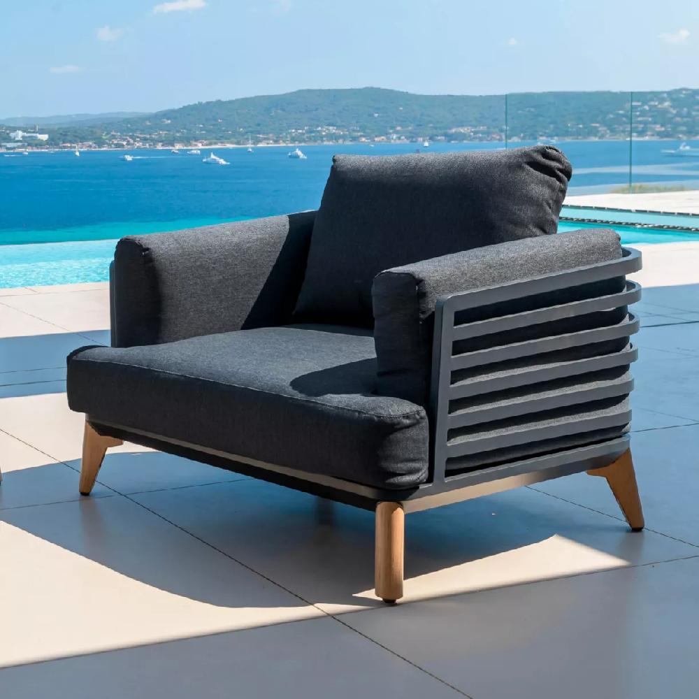 eminza Fauteuil de jardin en aluminium Monte Carlo Gris anthracite