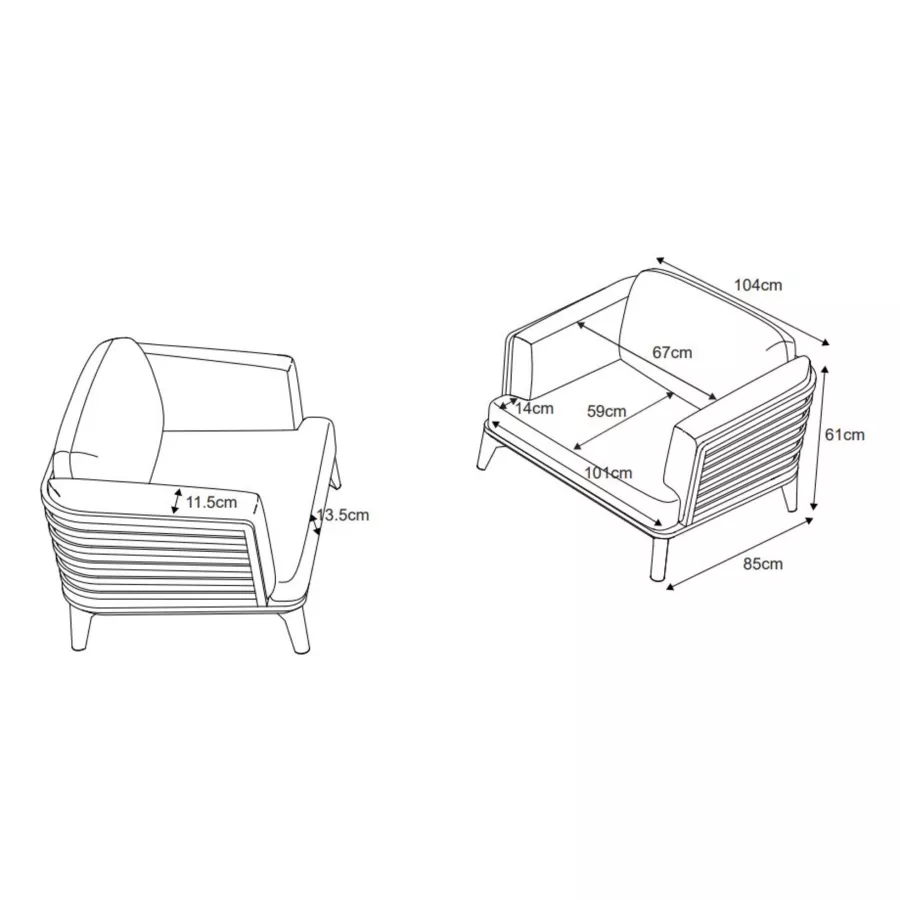 Eminza Fauteuil De Jardin En Aluminium Monte Carlo Gris Anthracite Et Taupe