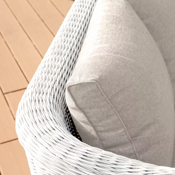Eminza Fauteuil De Jardin En Résine Tressée Calvi Blanc Et Taupe