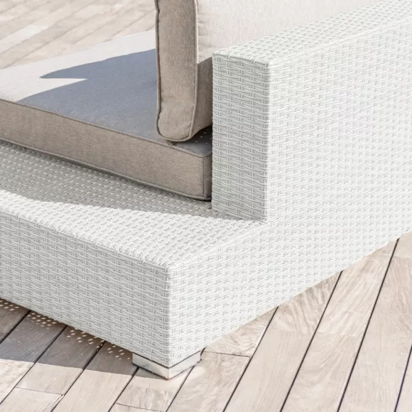 Eminza Fauteuil De Jardin En Résine Tressée Palma Blanc Et Taupe