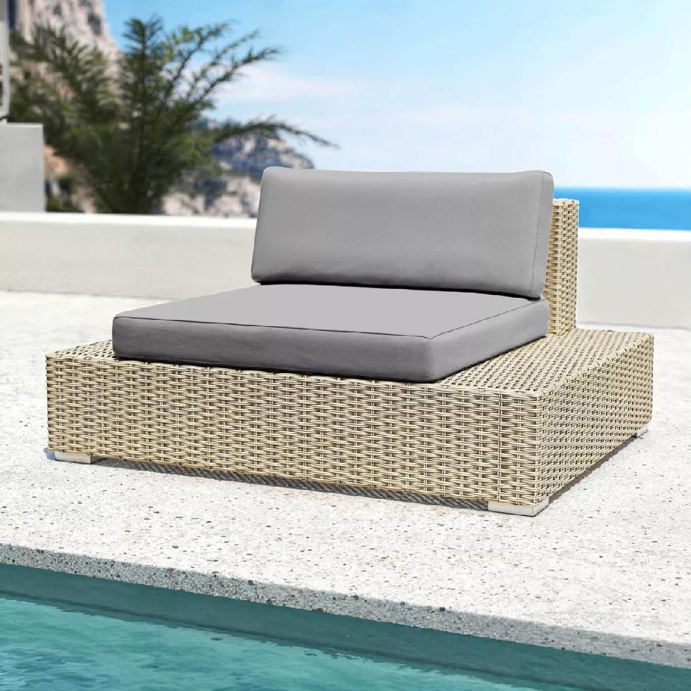eminza Fauteuil de jardin en résine tressée Palma Gris et anthracite