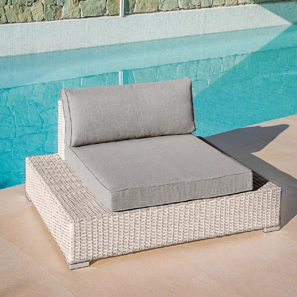 eminza Fauteuil de jardin en résine tressée Palma Gris et taupe