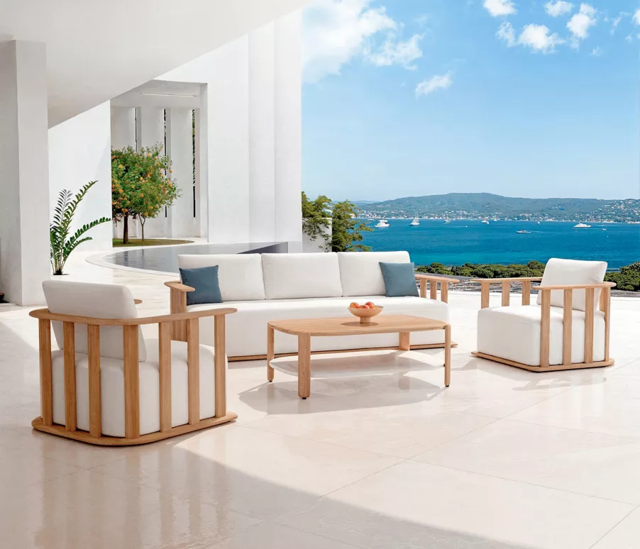 Eminza Fauteuil Détente Salon De Jardin En Bois Teck Java Ecru