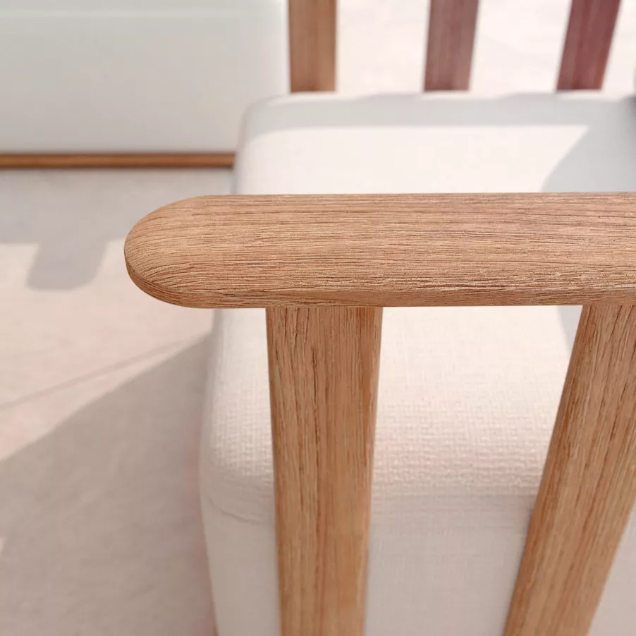 Eminza Fauteuil Détente Salon De Jardin En Bois Teck Java Ecru