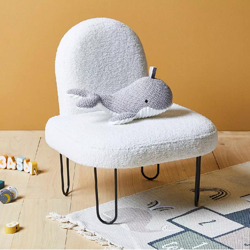 eminza Fauteuil enfant velours (H50 cm) Augustin Blanc