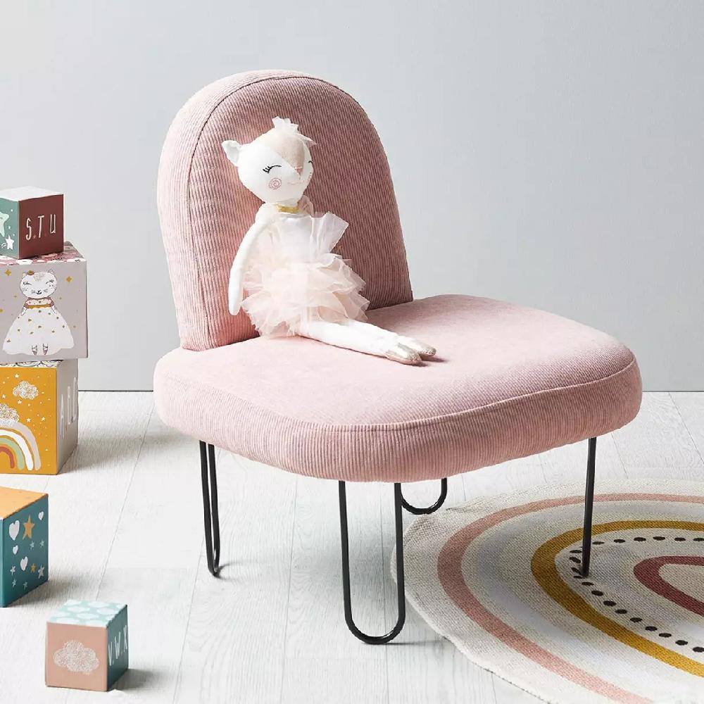eminza Fauteuil enfant velours (H50 cm) Augustin Rose