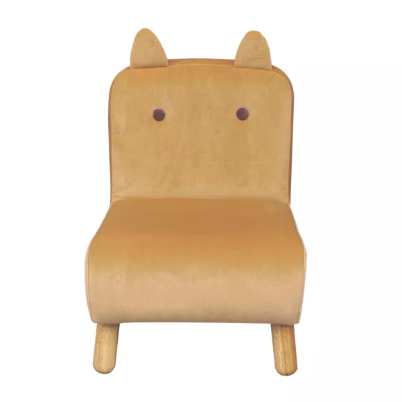 Eminza Fauteuil Velours Enfant (H50 Cm) Hippo Jaune Ocre
