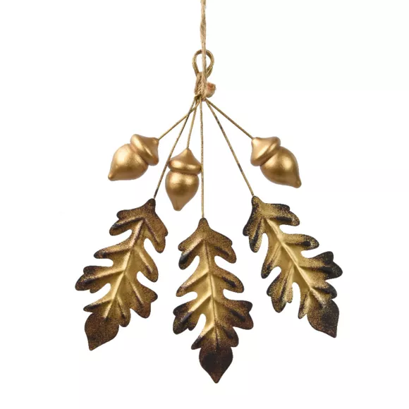 Eminza Feuille Décorative En Métal (H15 Cm) Gland Du Chêne Or