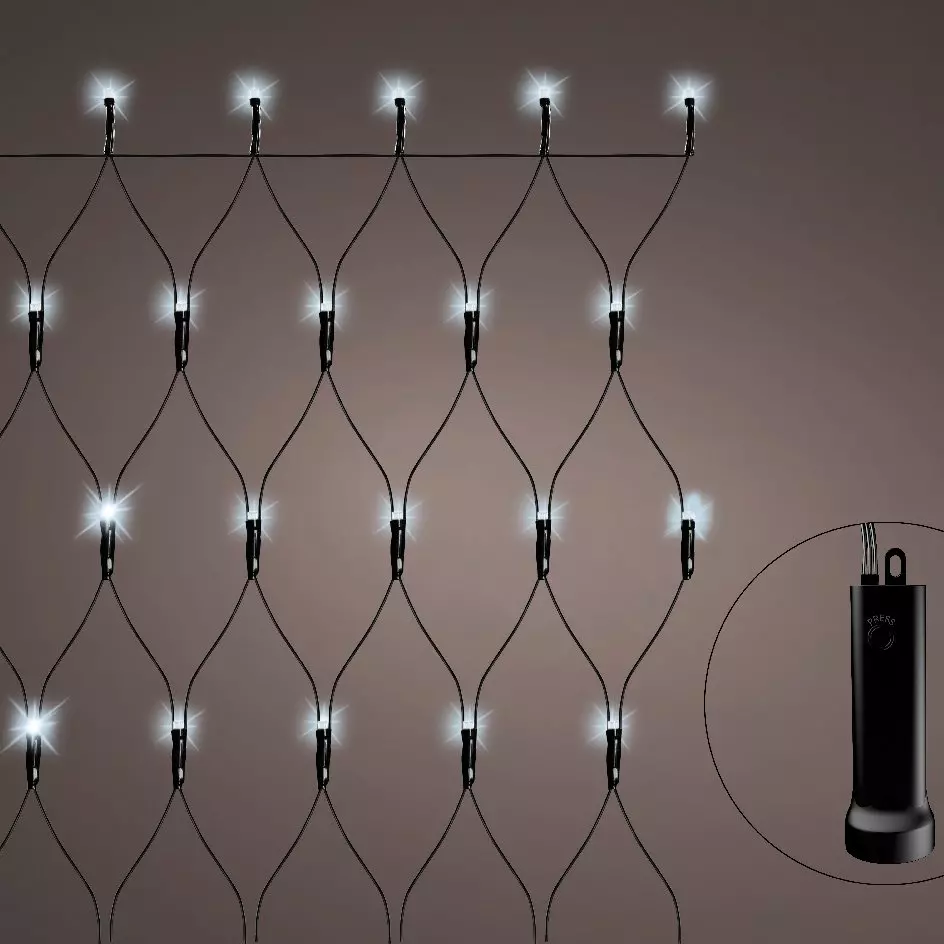 eminza Filet lumineux à piles 1 80 m 192 LED Durawise Blanc froid