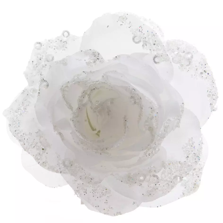 eminza Fleur décorative sur pince (D14 cm) Rosace Blanc