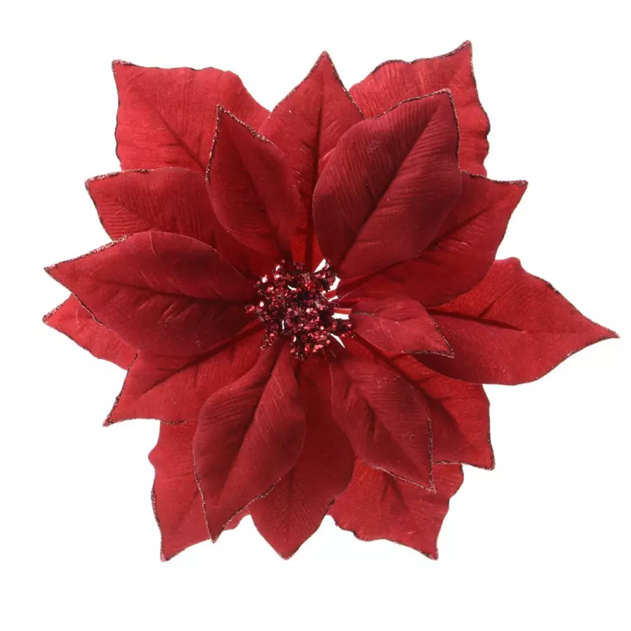 Eminza Fleur Décorative Sur Pince (D24 Cm) Bella Rouge