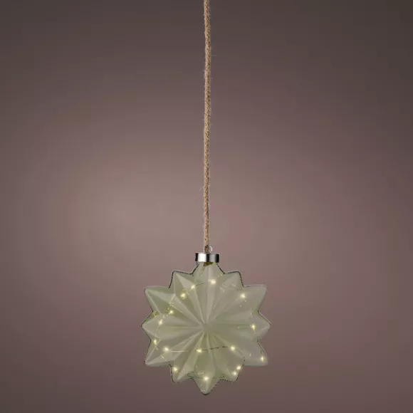Eminza Fleur Lumineuse En Verre à Piles 15 LED (D19 Cm) Glacée Thé Vert
