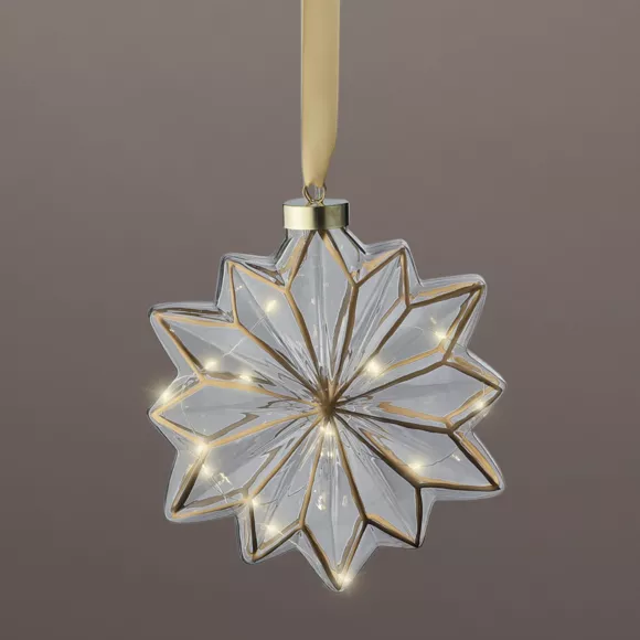 Eminza Fleur Lumineuse En Verre à Piles 15 LED (D19 Cm) Vintage Or/blanc Chaud